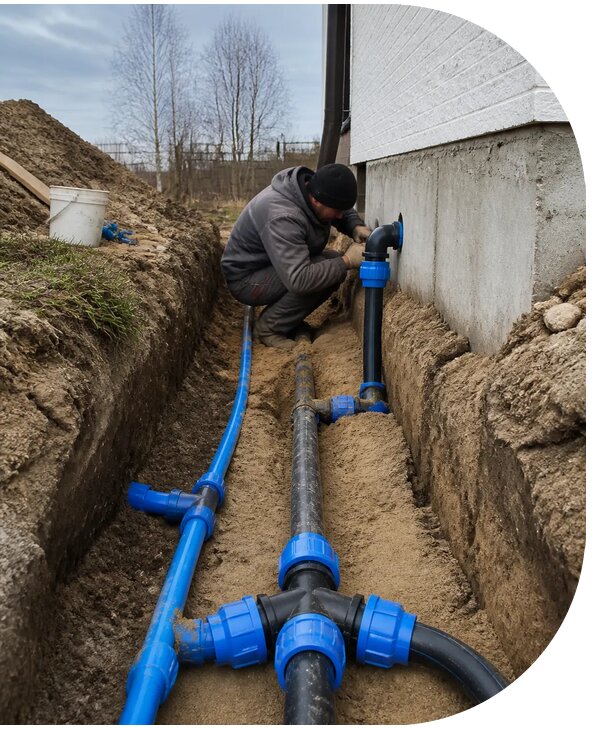 Монтаж наружного водопровода на участке под ключ в Березниках